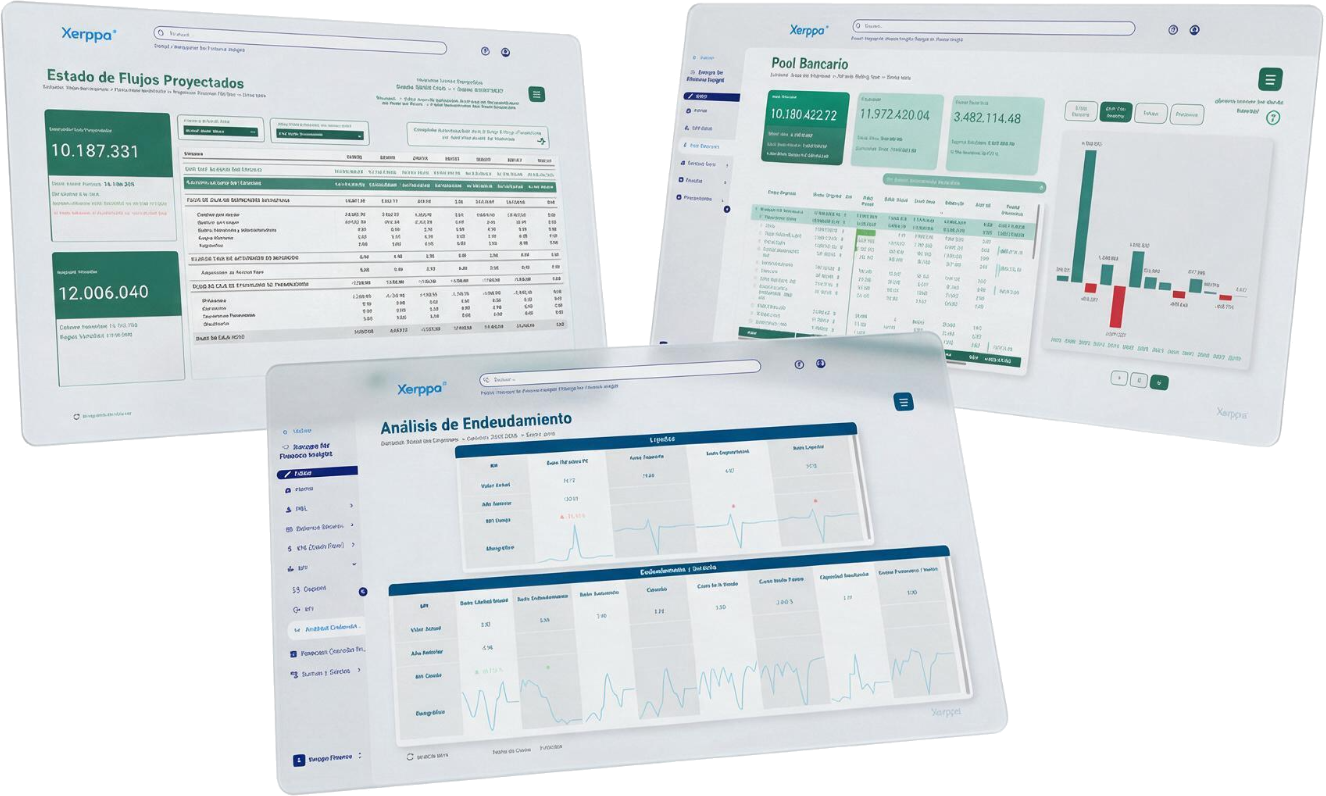 Xerppa, plataforma financiera para la Oficina del CFO: estado de flujos proyectados, pool bancario y análisis de endeudamiento
