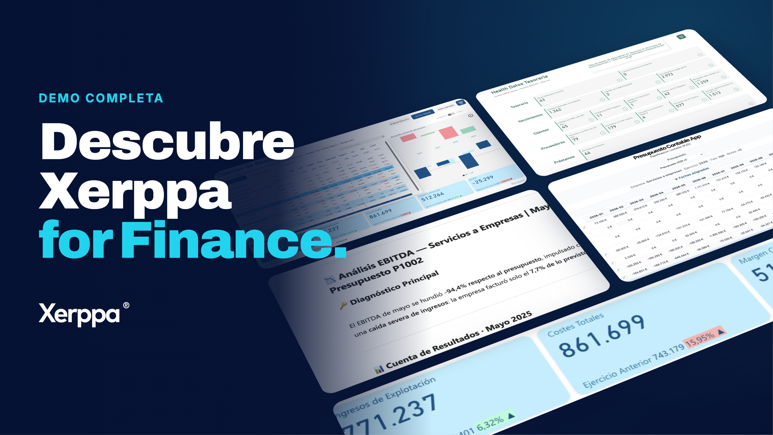 Demo de Xerppa for Finance: software financiero sobre Power BI con cuenta de resultados, tesorería y presupuestos